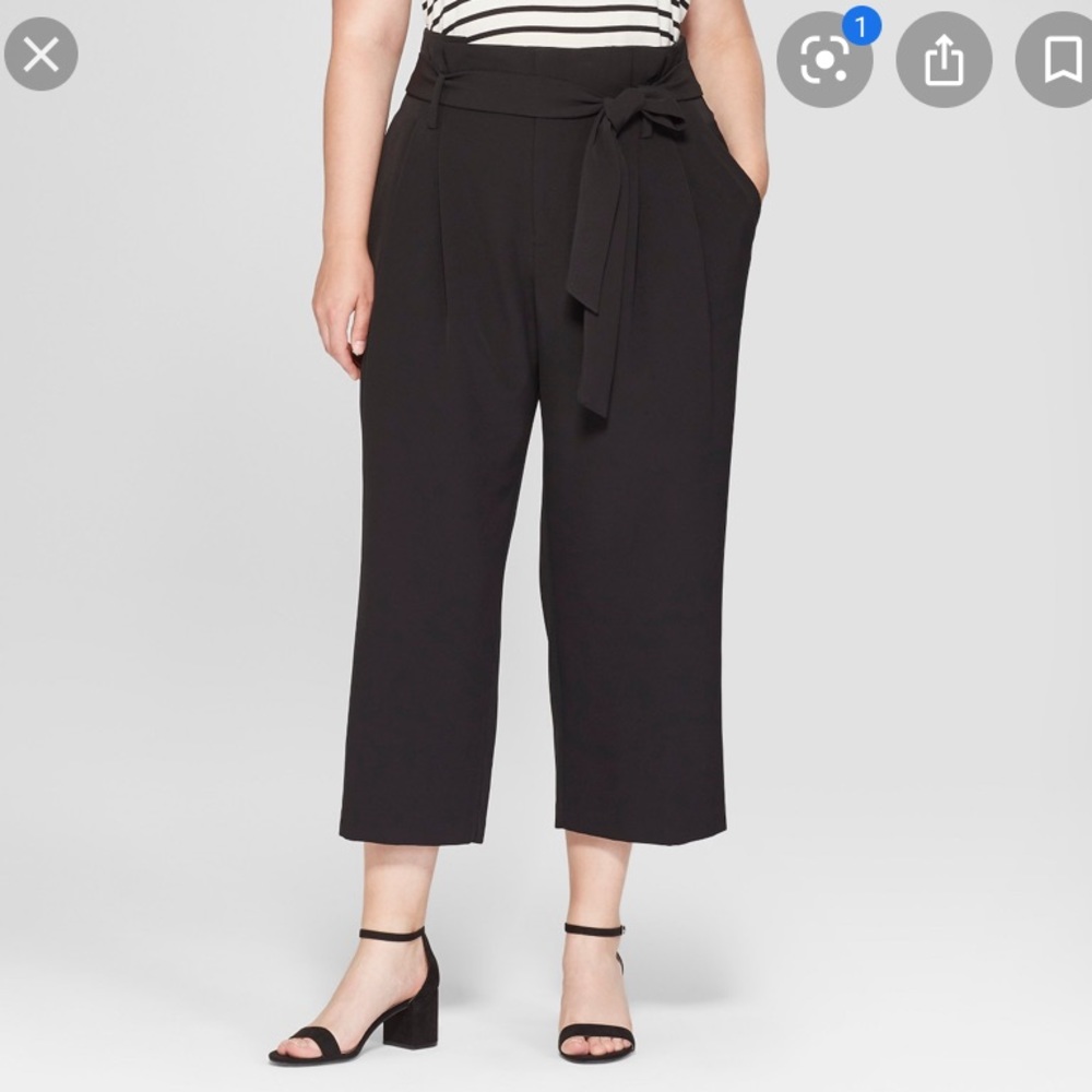 A New Day cropped tie waist black pants size 2
